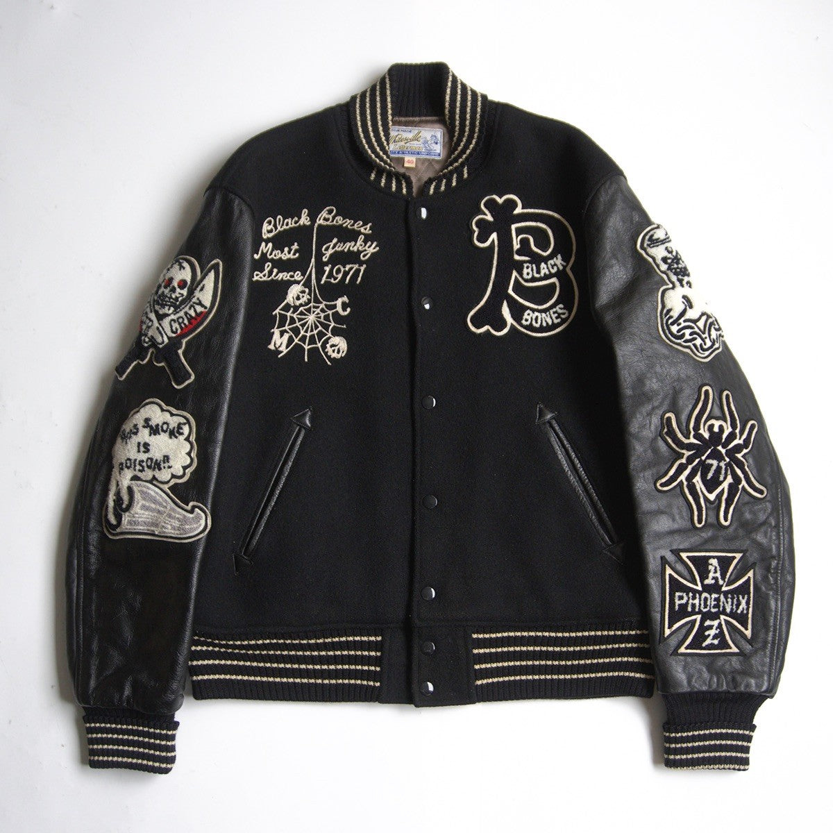 Whitesville Embellished Leather Varsity Jacket Size 40