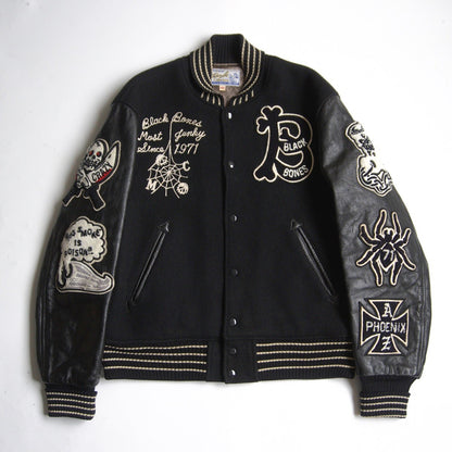 Whitesville Embellished Leather Varsity Jacket Size 40