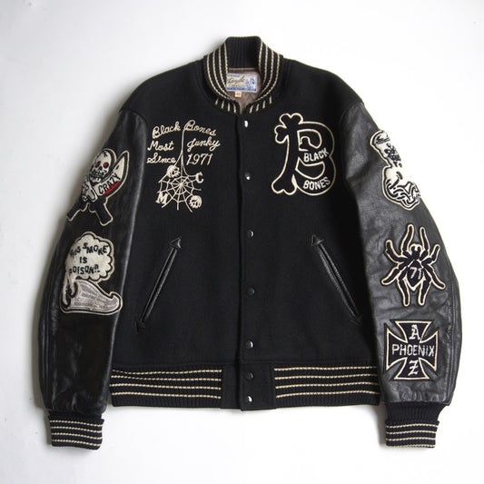 Whitesville Embellished Leather Varsity Jacket Size 40