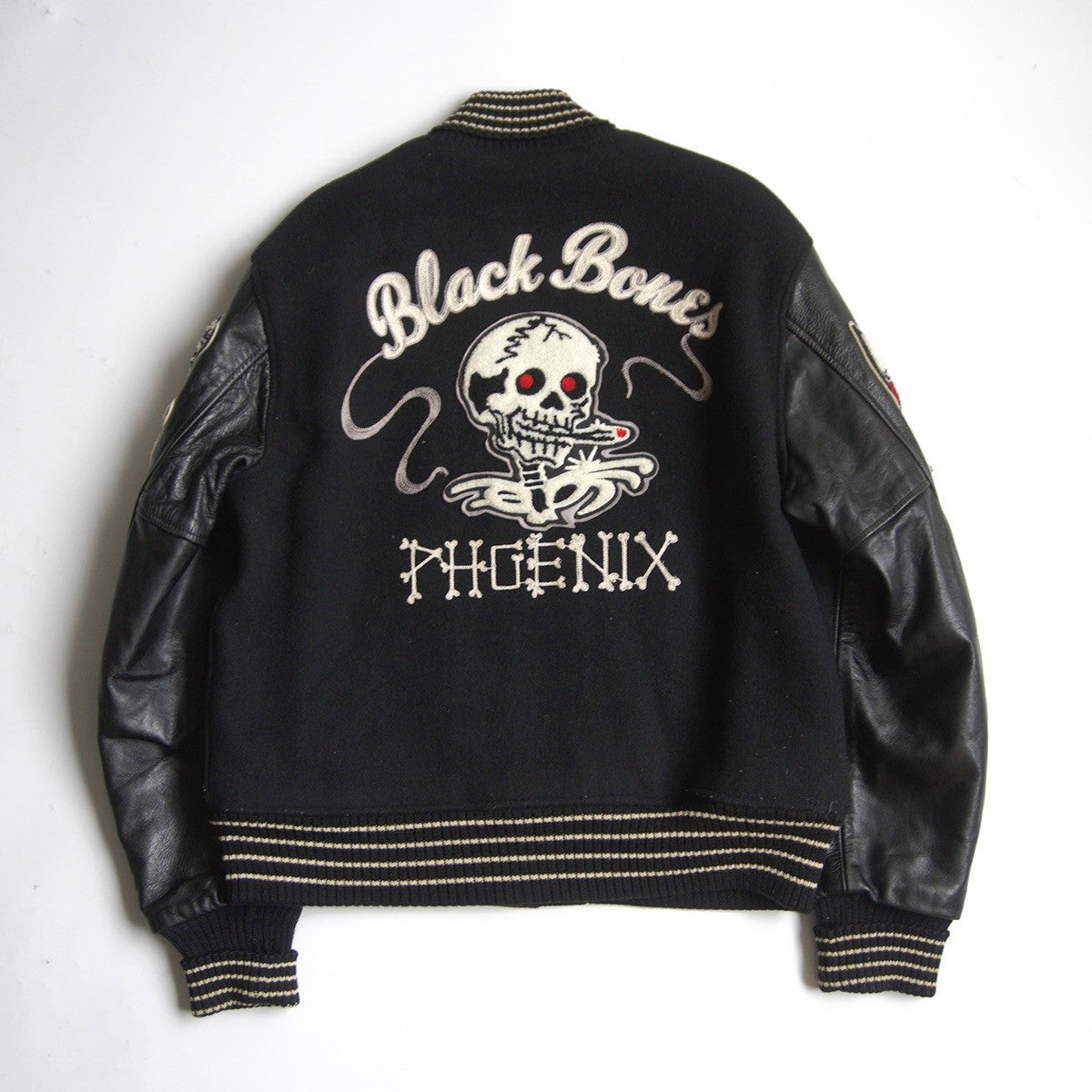Whitesville Embellished Leather Varsity Jacket Size 40
