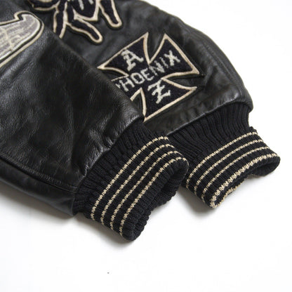 Whitesville Embellished Leather Varsity Jacket Size 40