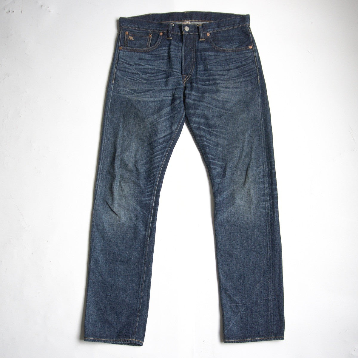 RRL Low-Straight Jeans Vintage Wash Made in USA Size 33×32