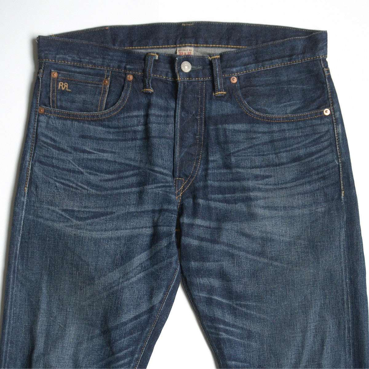 RRL Low-Straight Jeans Vintage Wash Made in USA Size 33×32