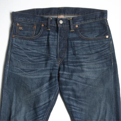 RRL Low-Straight Jeans Vintage Wash Made in USA Size 33×32