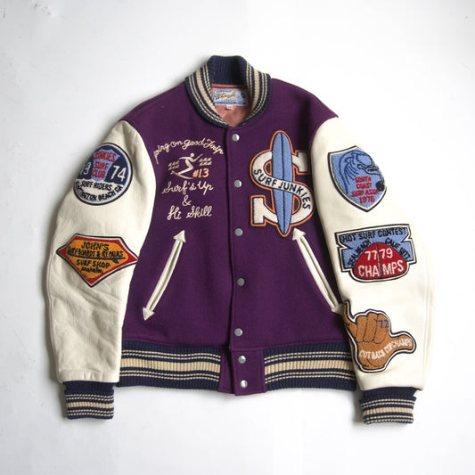 Whitesville Embellished leather-sleeved varsity Size 38