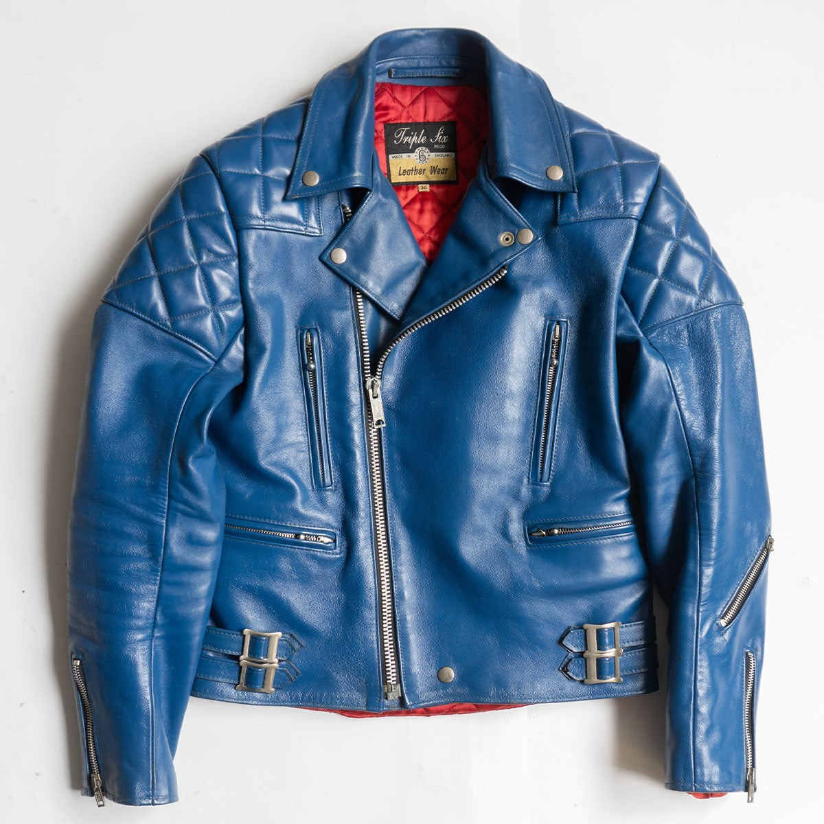 666 triple six Steerhide Padded Motorcycle Jacket Size 36