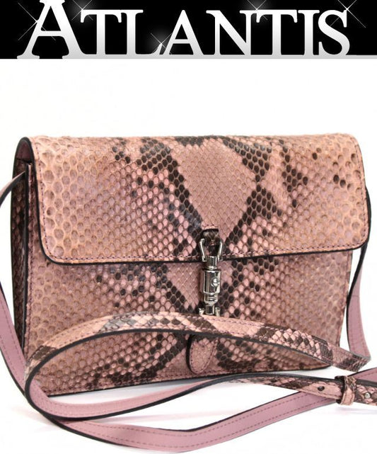GUCCI New Jackie Python 2WAY Shoulder Bag Pink Size ONE SIZE