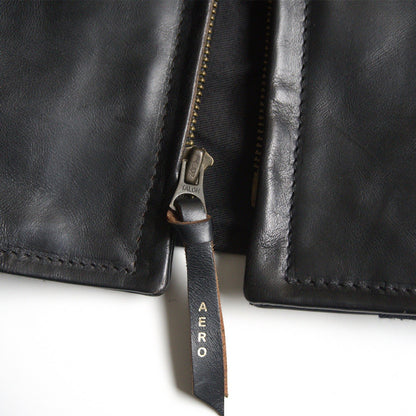 AERO LEATHER Horsepide Half-belt Jacket Black Size 42