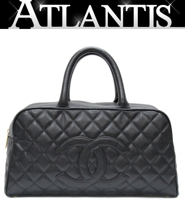 CHANEL Black Caviar Coco Mark Boston Bag Size ONE SIZE