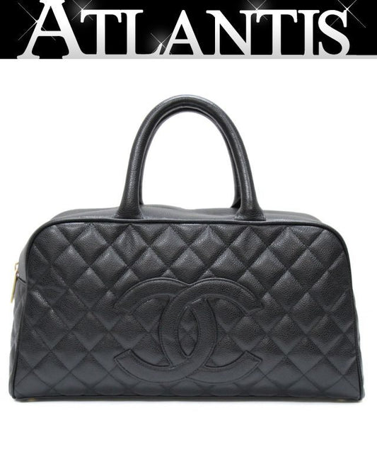 CHANEL Black Caviar Coco Mark Boston Bag Size ONE SIZE