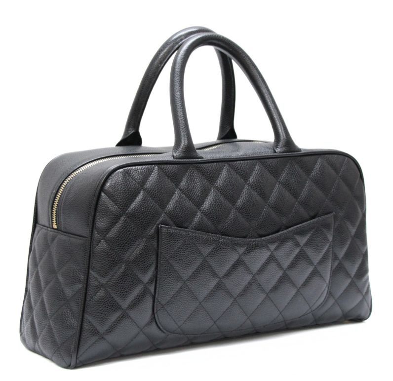 CHANEL Black Caviar Coco Mark Boston Bag Size ONE SIZE