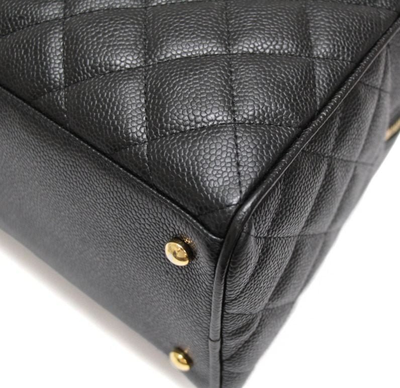 CHANEL Black Caviar Coco Mark Boston Bag Size ONE SIZE