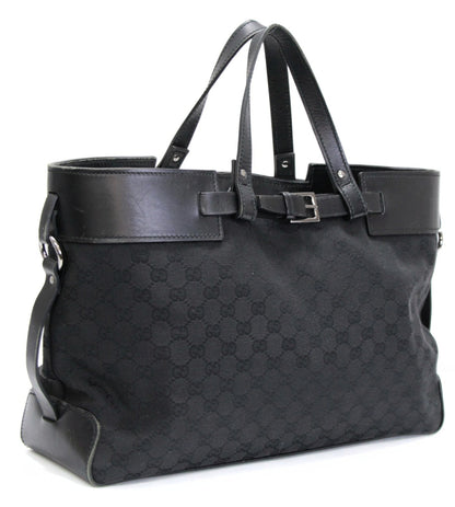 GUCCI GG Canvas Black Tote Bag Size ONE SIZE