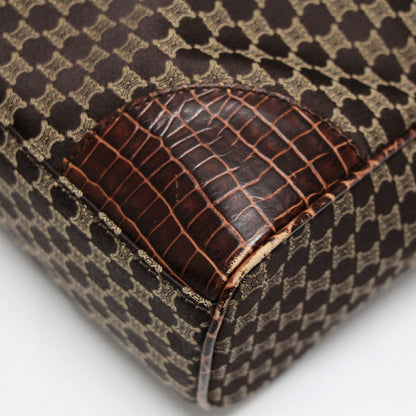 CELINE Macadam Canvas Croc Embossed Bag Brown Size ONE SIZE