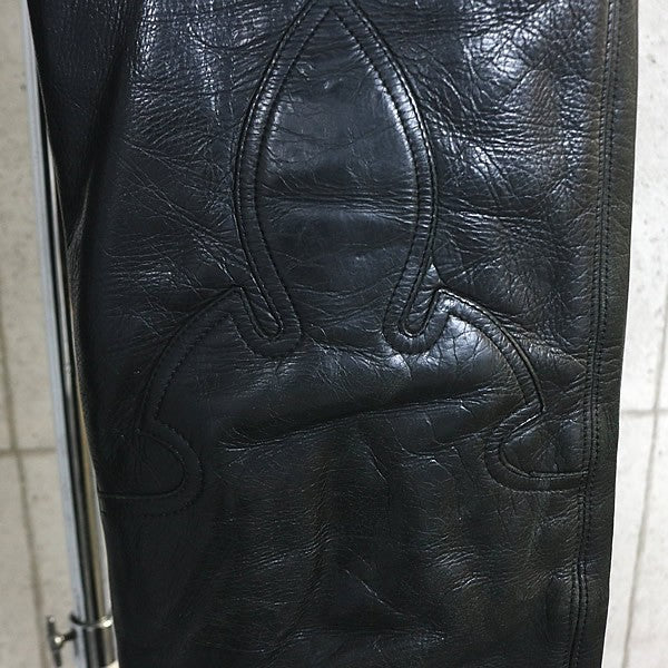 CHROME HEARTS Flare Knee Leather Pants Cross Patch Size 28