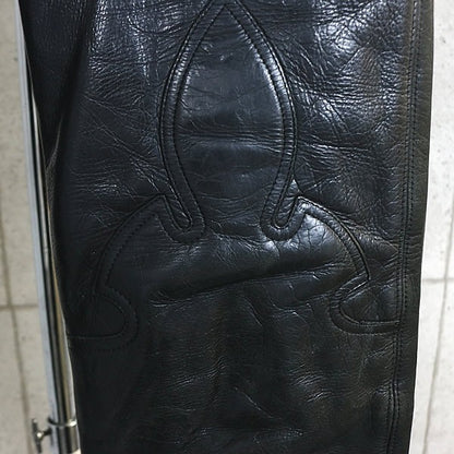 CHROME HEARTS Flare Knee Leather Pants Cross Patch Size 28