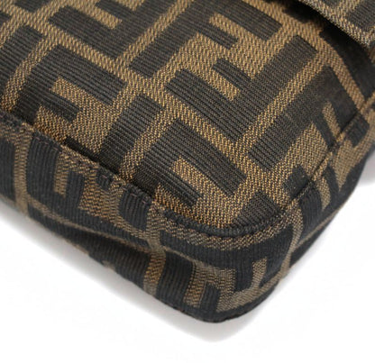 FENDI Brown Zucca Canvas Leather Baguette Bag Size ONE SIZE
