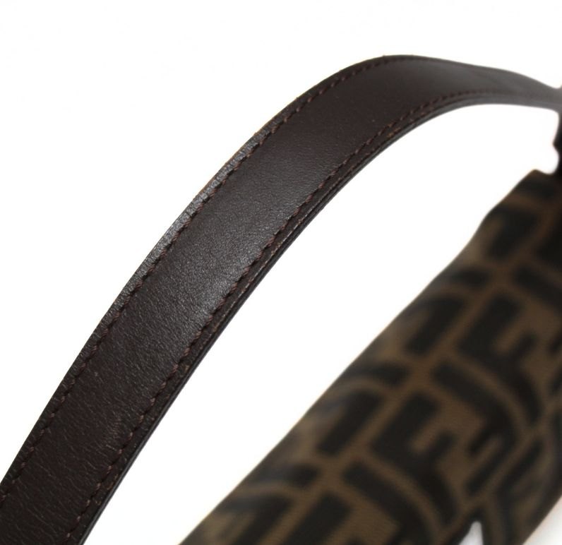 FENDI Brown Zucca Canvas Leather Baguette Bag Size ONE SIZE