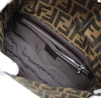 FENDI Brown Zucca Canvas Leather Baguette Bag Size ONE SIZE