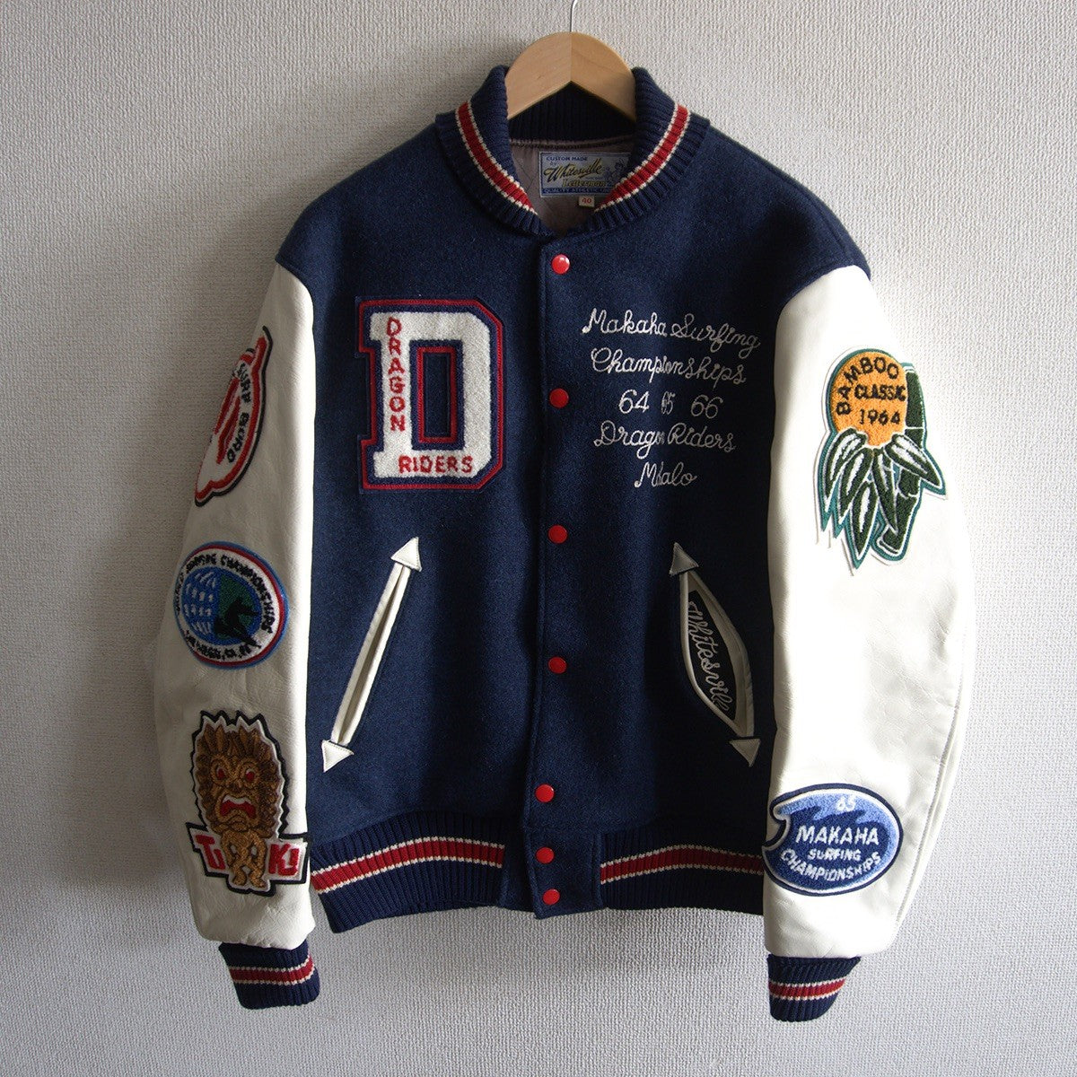Whitesville Embellished Leather Varsity Jacket Size 40