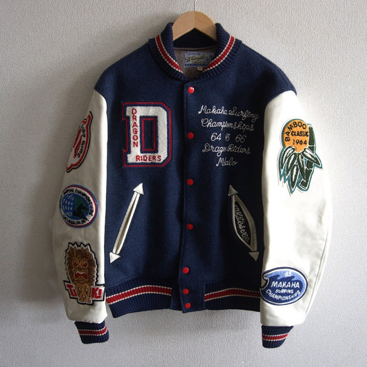Whitesville Embellished Leather Varsity Jacket Size 40