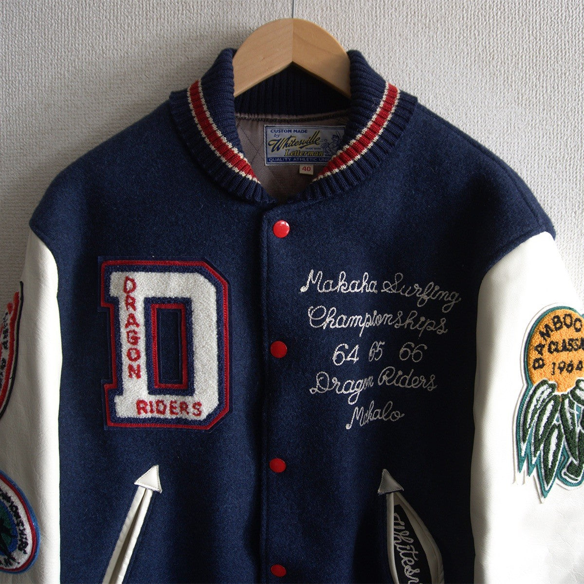 Whitesville Embellished Leather Varsity Jacket Size 40