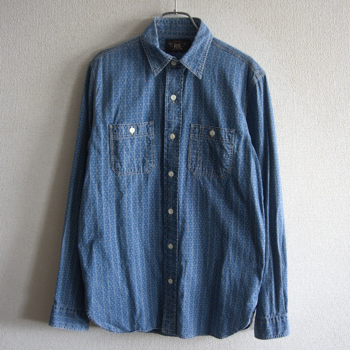 RRL Alaska Indigo Sports Work Shirt Faded Size S