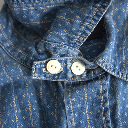 RRL Alaska Indigo Sports Work Shirt Faded Size S