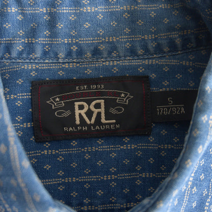 RRL Alaska Indigo Sports Work Shirt Faded Size S