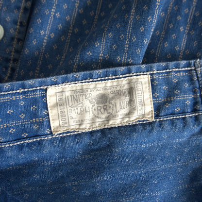 RRL Alaska Indigo Sports Work Shirt Faded Size S
