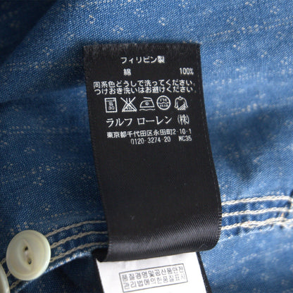 RRL Alaska Indigo Sports Work Shirt Faded Size S