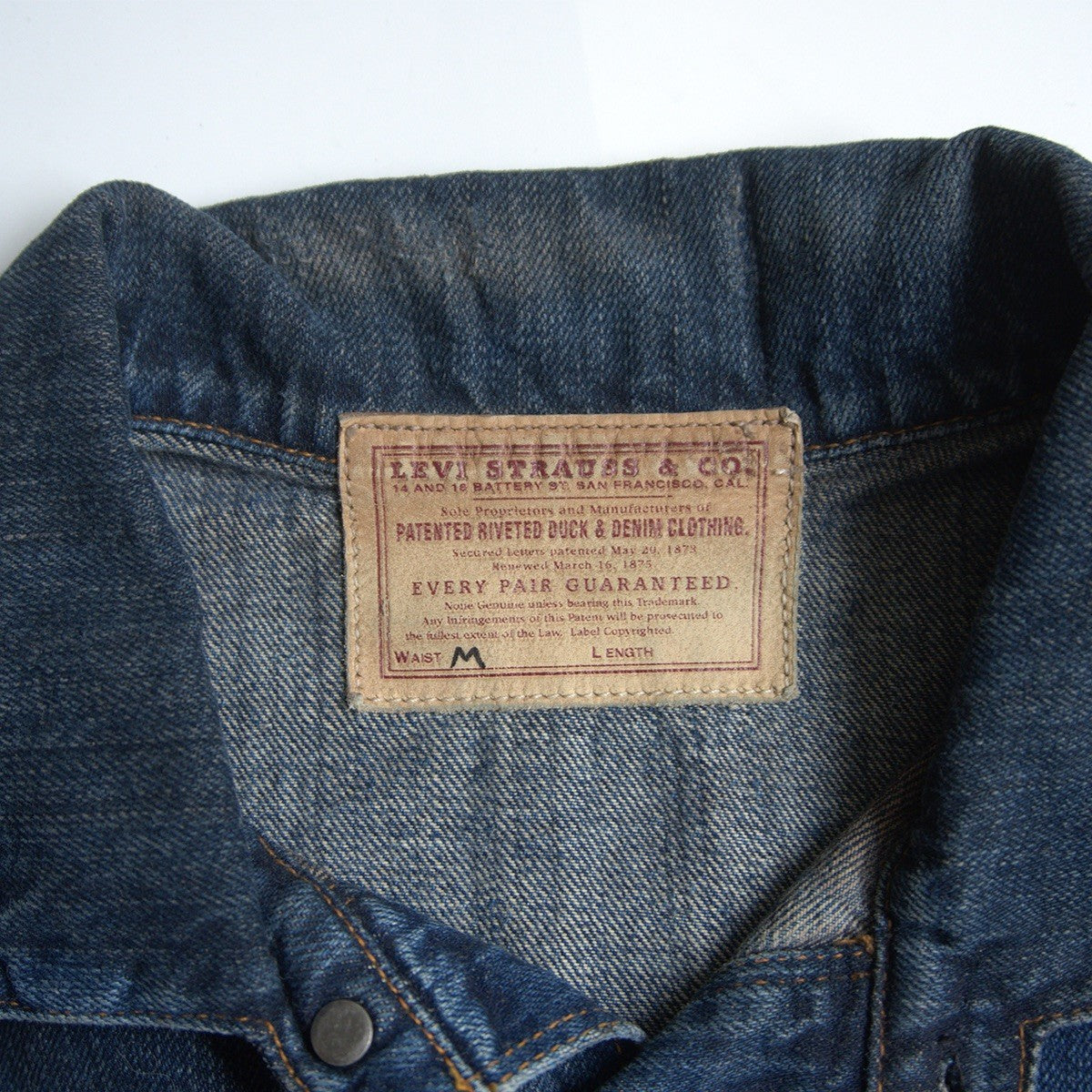 Levi's Vintage Clothing Closed Front Jumper Denim Jacket Size M