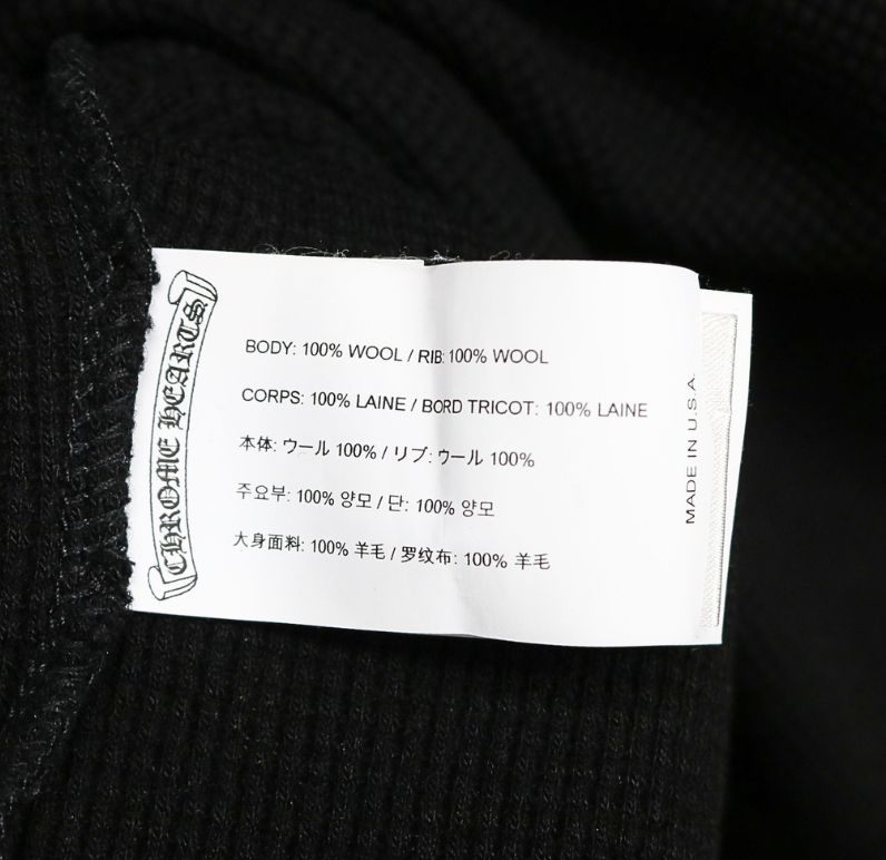 CHROME HEARTS YNOT CH Thermal Long Sleeve T-Shirt Black Size XL