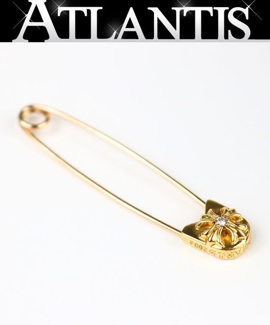 CHROME HEARTS 22K Large Safety Pin 1P Diamond Gold