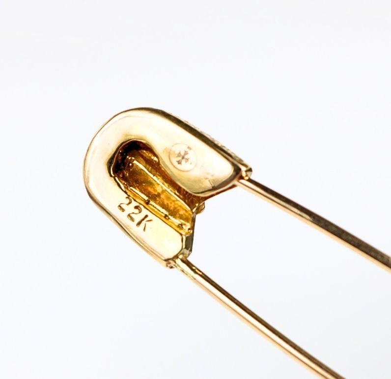CHROME HEARTS 22K Large Safety Pin 1P Diamond Gold