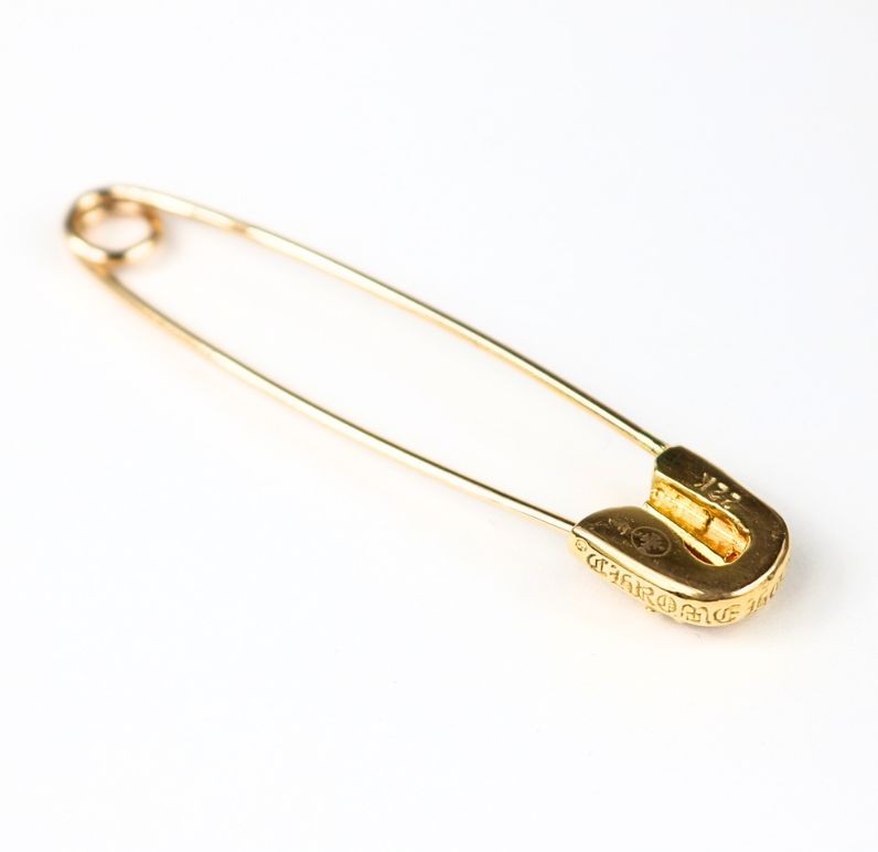CHROME HEARTS 22K Large Safety Pin 1P Diamond Gold