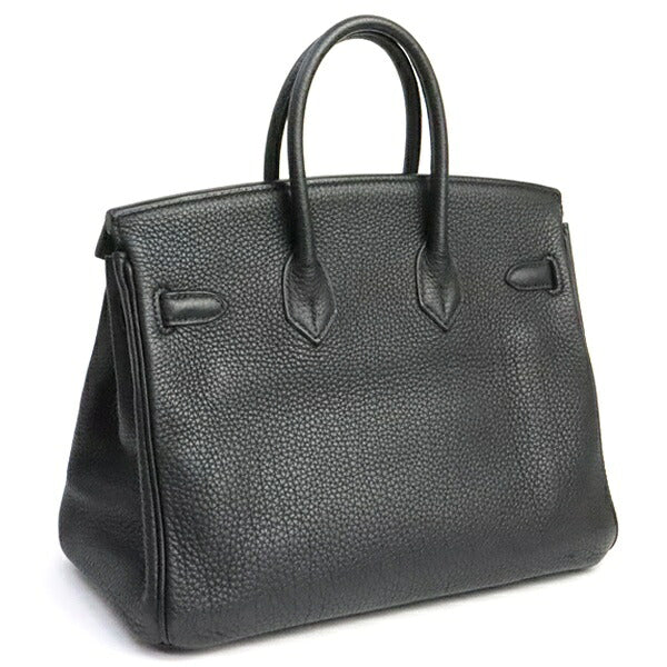 HERMES Birkin 25 Togo Leather Handbag Black Size ONE SIZE