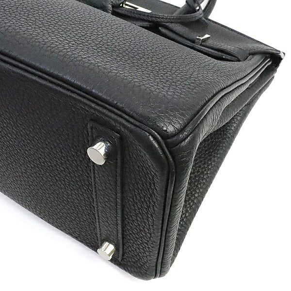 HERMES Birkin 25 Togo Leather Handbag Black Size ONE SIZE