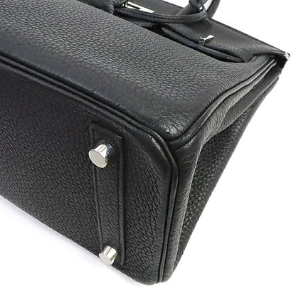 HERMES Birkin 25 Togo Leather Handbag Black Size ONE SIZE