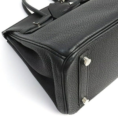 HERMES Birkin 25 Togo Leather Handbag Black Size ONE SIZE