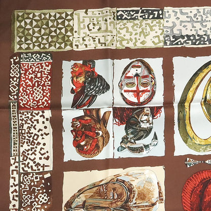 HERMES Carre 90 Persona Silk Scarf Brown Size ONE SIZE