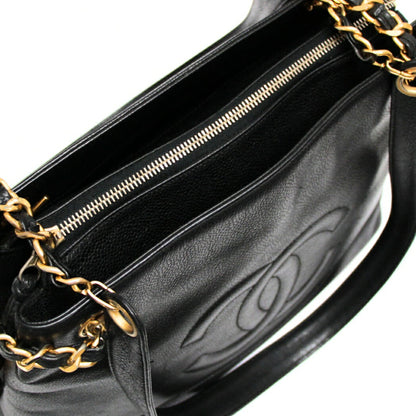 CHANEL Black Caviar Large Coco Mark Tote Bag Size ONE SIZE