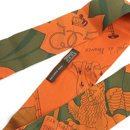 HERMES Twilly PAVIOS Ship Flag Scarf Orange Size ONE SIZE