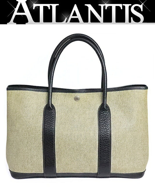 HERMES Garden Party PM Toile H Tote Bag Grey Size ONE SIZE