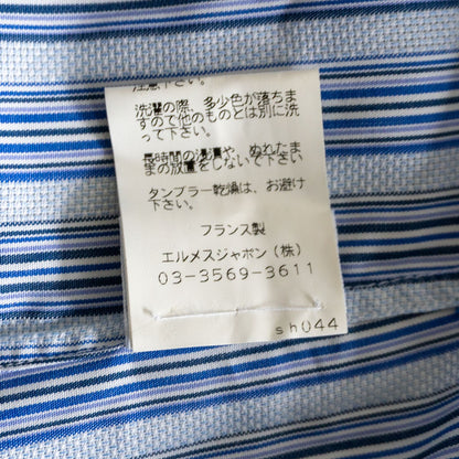 HERMES Cotton Stripe Shirt Sellier Buttons Size S