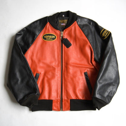 VANSON All-leather varsity jacket Black Size 38