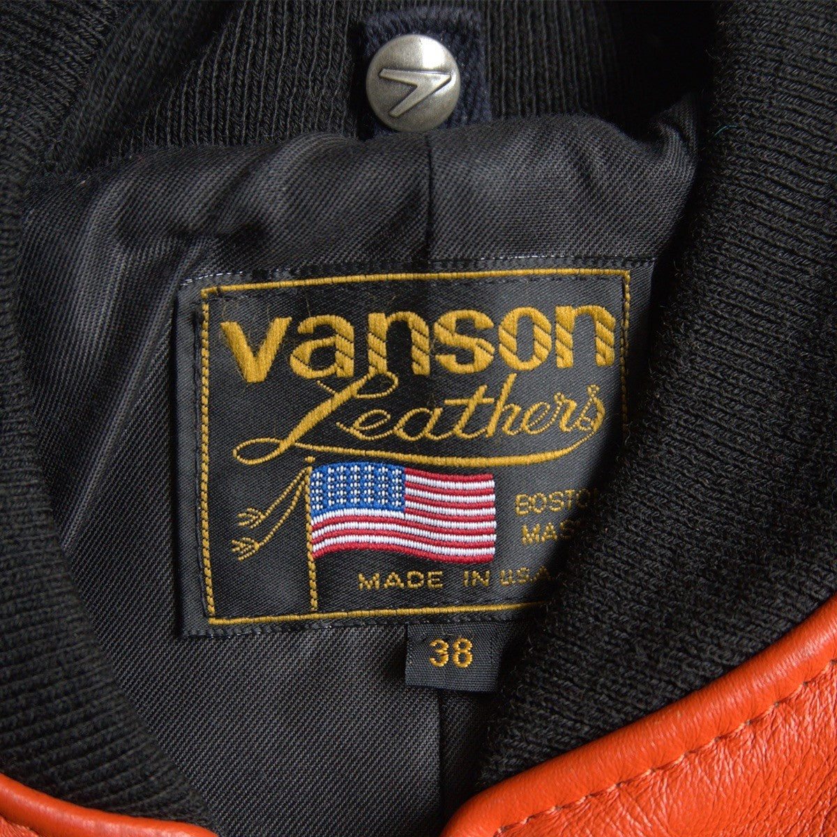 VANSON All-leather varsity jacket Black Size 38