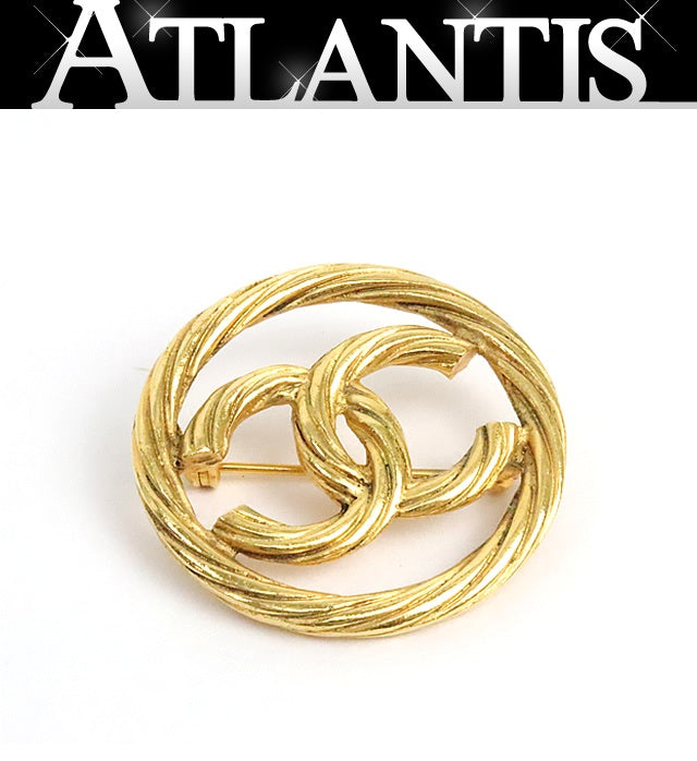 CHANEL Coco Mark Circle Gold Brooch