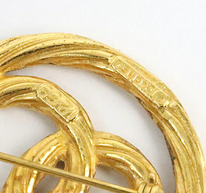 CHANEL Coco Mark Circle Gold Brooch