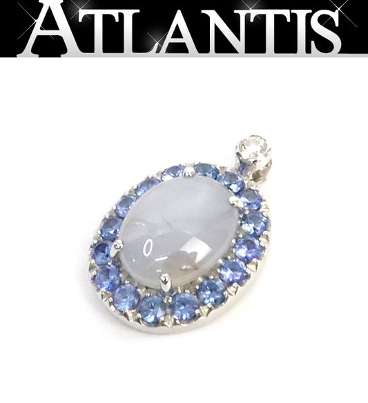 WG S K18WG Star Sapphire Diamond Pendant Size ONE SIZE